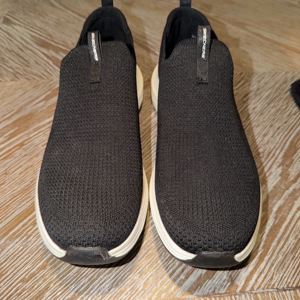 Skechers Black and White Slip-On Sneakers